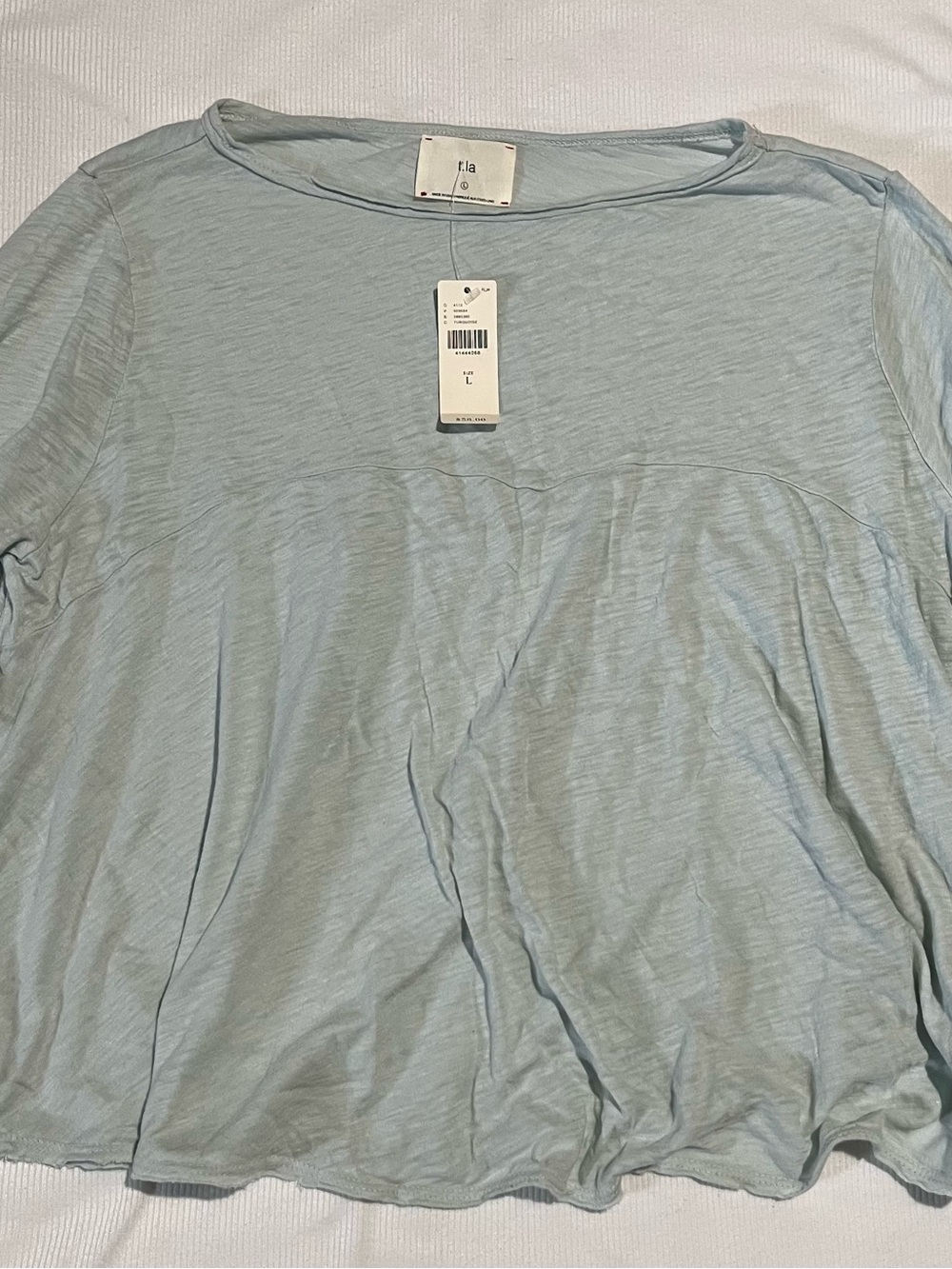 t.La Anthropologie Pale Turquoise Slub Knit Tee Size L Large NWT Retail $58